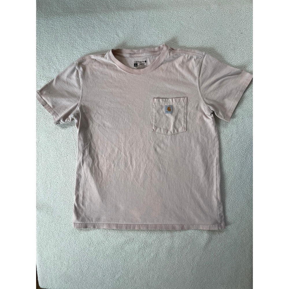 Carhartt Girls Large Pocket T-Shirt Pink Loose Fit Short Sleeve Cotton Workwear